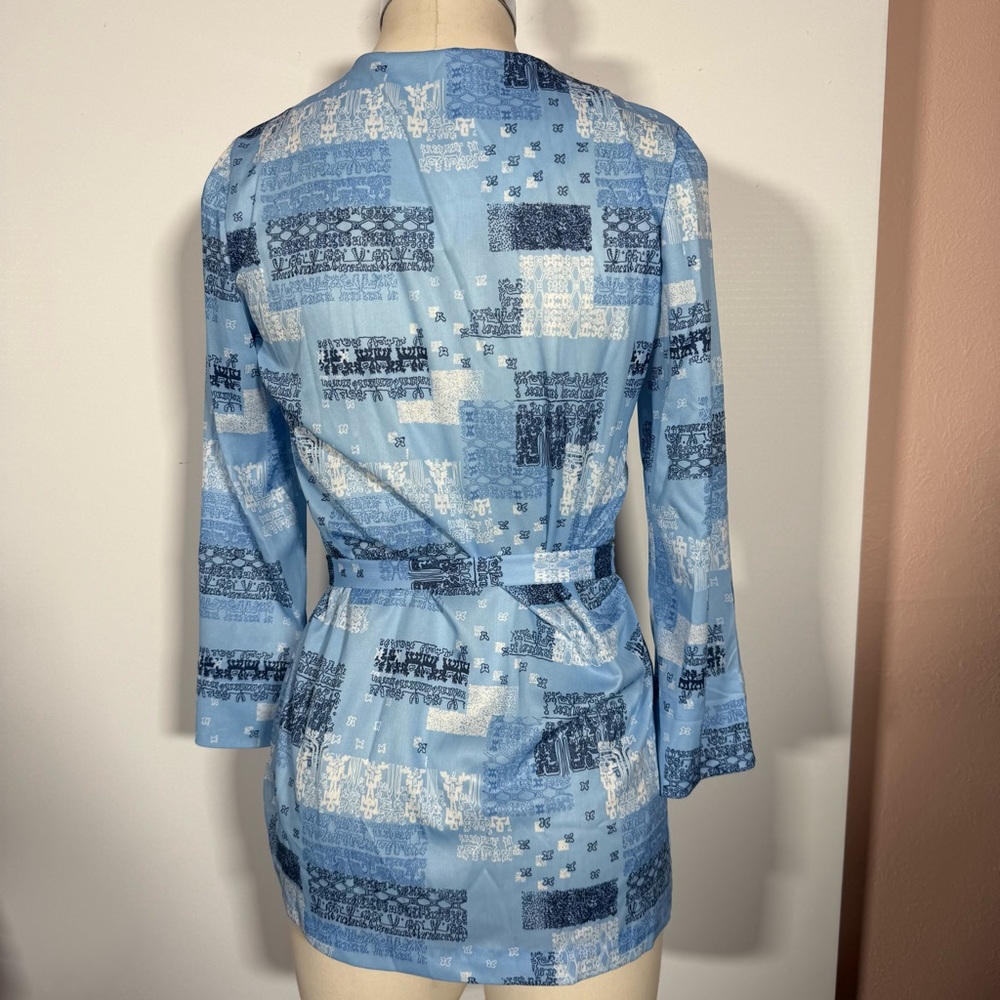 Vintage 1970’ Devon Blue Patchwork Hieroglyphic E… - image 4